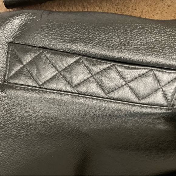 Full length Adolfo leather coat with opossum collar - Picture 6 of 14